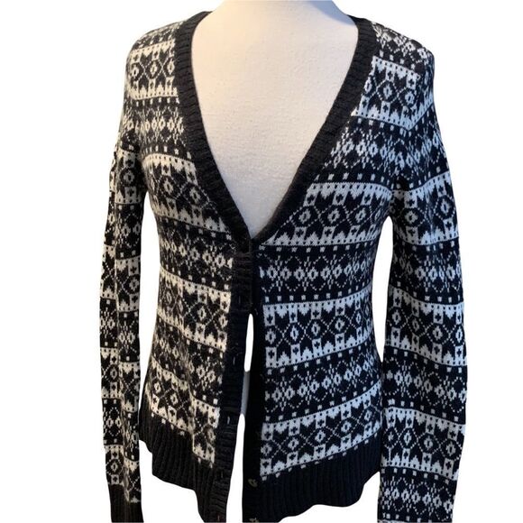 Talbots Cardigan Sweater Black & White Long Sleeve size Medium - Picture 5 of 7